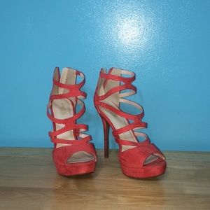 Coral Suede Heels